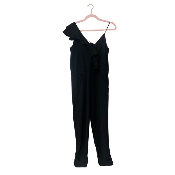 PARKER - Addison Black Sleeveless Ruffle Asymmetrical Jumpsuit Size 2 - Picture 3 of 12